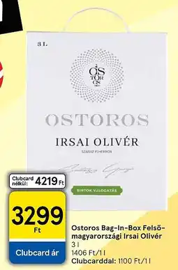 Tesco Ostoros bag-in-box felső- magyarországi irsai olivér ajánlat