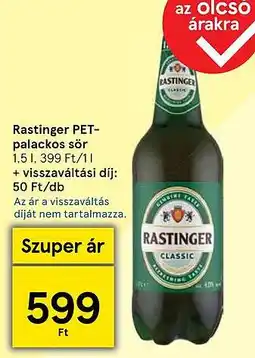 Tesco Rastinger PET- palackos sör ajánlat
