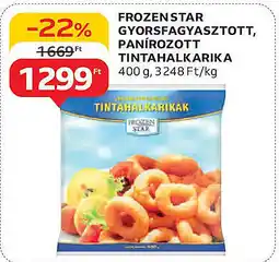 Auchan Frozen star gyorsfagyasztott, panírozott tintahalkarika ajánlat