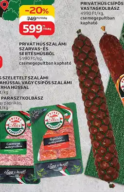 Auchan Privát hús szalámi szarvas- és sertéshúsból ajánlat