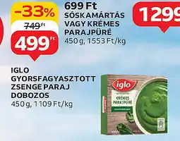 Auchan Iglo gyorsfagyasztott zsenge paraj dobozos ajánlat
