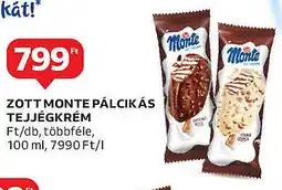 Auchan Zott monte pálcikás tejjégkrém ajánlat