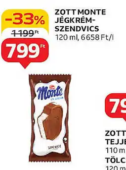 Auchan Zott monte jégkrém- szendvics ajánlat