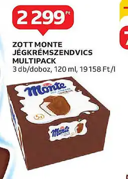 Auchan Zott monte jégkrémszendvics multipack ajánlat