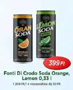Real Fonti Di Crodo Soda Orange, Lemon ajánlat