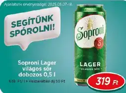 Real Soproni Lager világos sör dobozos ajánlat