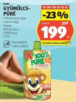 ALDI Kubu gyümölcs-püré ajánlat