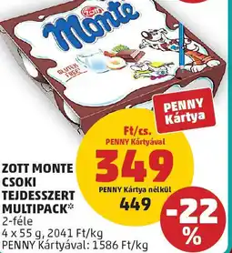 PENNY Zott Monte Csoki tejdesszert multipack ajánlat