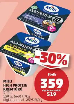 PENNY Milli High Protein krémtúró ajánlat