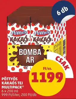 PENNY Pöttyös kakaós tej multipack ajánlat