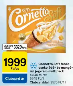 Tesco Cornetto Soft fehér- csokoládé- és mangó- ízű jégkrém multipack ajánlat