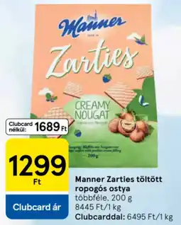 Tesco Manner Zarties töltött ropogós ostya ajánlat