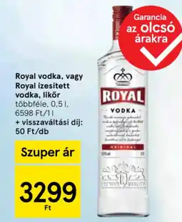 Tesco Royal vodka, Royal ízesített vodka, likőr ajánlat