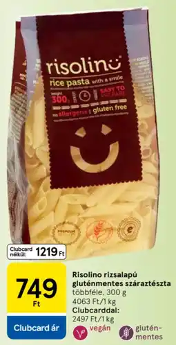 Tesco Risolino rizsalapú gluténmentes száraztészta ajánlat