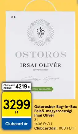 Tesco Ostorosbor Bag-in-Box Felső-magyarországi Irsai Olivér ajánlat