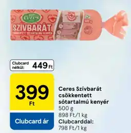 Tesco Ceres Szívbarát csökkentett sótartalmú kenyér ajánlat