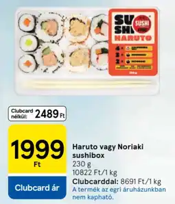 Tesco Haruto, Noriaki sushibox ajánlat