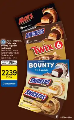 Tesco Mars, Snickers, Twix, Bounty jégkrém multipack ajánlat