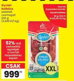Spar Gyulai kolbász ajánlat