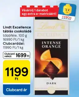 Tesco Lindt Excellence táblás csokoládé ajánlat