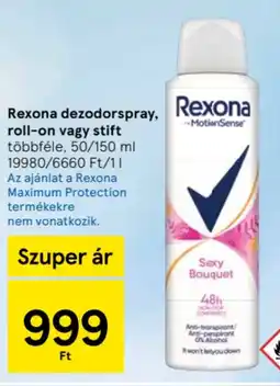 Tesco Rexona dezodorspray, roll-on vagy stift ajánlat