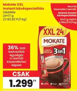 Spar Mokate xxl instant kávéspecialitás ajánlat