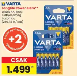 Spar Varta longlife power elem ajánlat