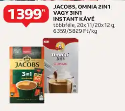 Auchan Jacobs, omnia 2in1 vagy 3in1 instant kávé ajánlat