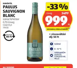 ALDI Paulus Sauvignon Blanc ajánlat