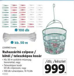 Lidl LIVARNO home Ruhaszárító csipesz / kötél ajánlat