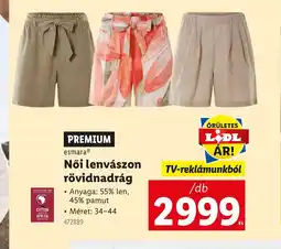 Lidl esmaraⓇ Női lenvászon rövidnadrág ajánlat