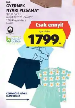 ALDI Gyermek nyári pizsama ajánlat
