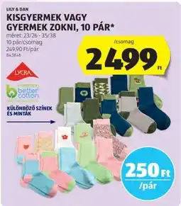 ALDI Lily & Dan Kisgyermek vagy Gyermek Zokni, 10 pár ajánlat