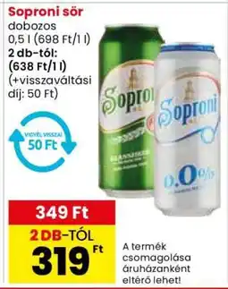 Spar Market Soproni sör ajánlat