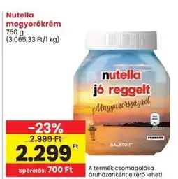 Spar Nutella mogyorókrém ajánlat