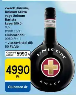 Tesco Zwack Unicum, Unicum Szilva vagy Unicum Barista keserűlikőr ajánlat