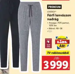 Lidl Férfi lenvászon nadrág ajánlat