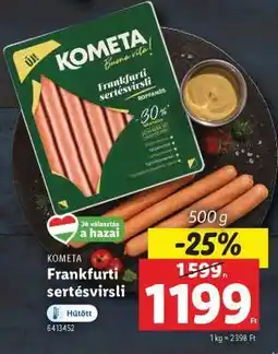 Lidl KOMÉTA Frankfurti sertésvirsli ajánlat