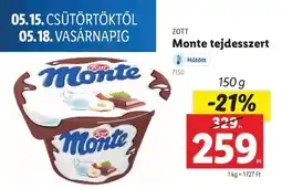 Lidl Monte tejdesszert ajánlat