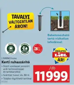 Lidl LIVARNO HOME Kerti ruhaszárító ajánlat