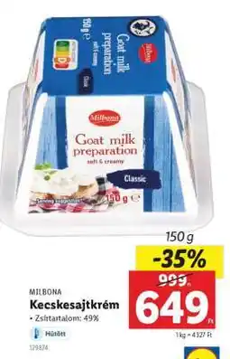 Lidl MILBONA Kecskesajtkrém ajánlat