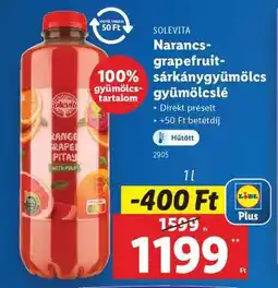Lidl Solevita Narancs-grapefruit sárkánygyümölcs gyümölcslé ajánlat