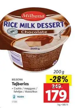 Lidl MILBONA Tejberizs ajánlat