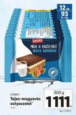 Lidl SONDEY Tejes-mogyorós ostyaszelet ajánlat