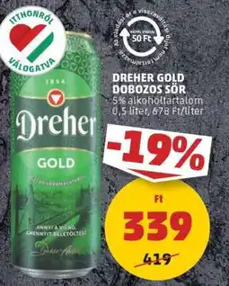 PENNY Dreher Gold Dobozos Sör ajánlat