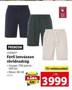 Lidl LIVERGY® Férfi lenvászon rövidnadrág ajánlat
