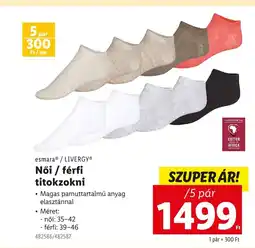 Lidl esmaraⓇ/LIVERGYⓇ Női / férfi titokzokni ajánlat
