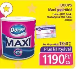 PlusMarket Ooops! Maxi papírtörlő ajánlat
