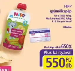 PlusMarket HIPP gyümölcspép ajánlat