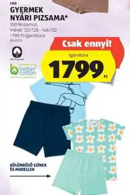 ALDI Gyermek nyári pizsama ajánlat